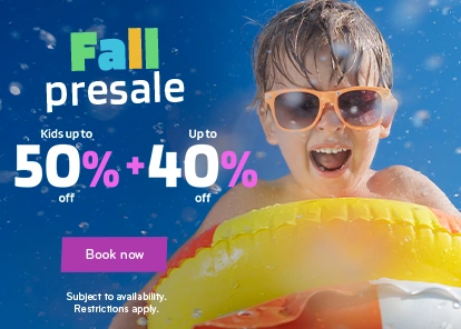 Fall presale with discounts for kids and adults on family trips.